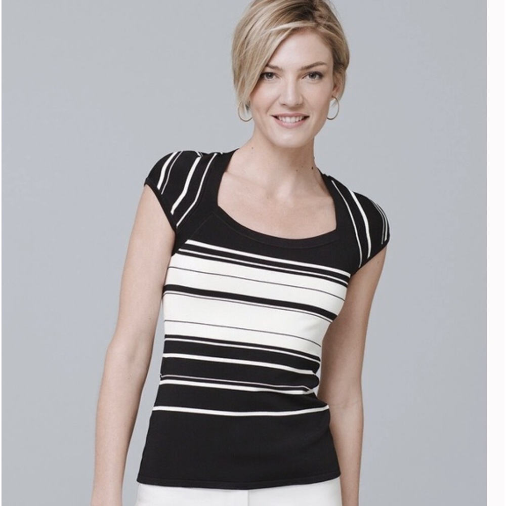 White House Black Market Black and White Striped Sweater
